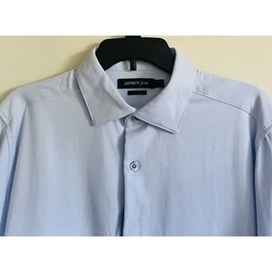 DSTRCT & Row Dress Slim Fit Shirt Mens L Long Sleeve Ice Blue Stretch‎ NEW